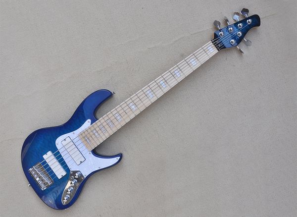 6 strings blue ash electric bass guitar with active circuit maple fingerboard 24 frets
6 strings blue ash electric bass guitar with active circuit maple fingerboard 24 frets