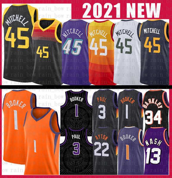 

Devin Booker Donovan Mitchell Basketball Jerseys 1 45 Chris Paul Rudy Gobert Shirts S-XXL Steve Nash Charles Barkley DeAndre Ayton John Stockton Karl Malon, Mens jersey(jueshi)