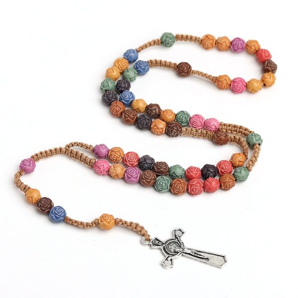 christian rose beads rosary necklace for women cross crucifix pendant long chain female fashion religion jewelry gift, Silver
christian rose beads rosary necklace for women cross crucifix pendant long chain female fashion religion jewelry gift, Silver