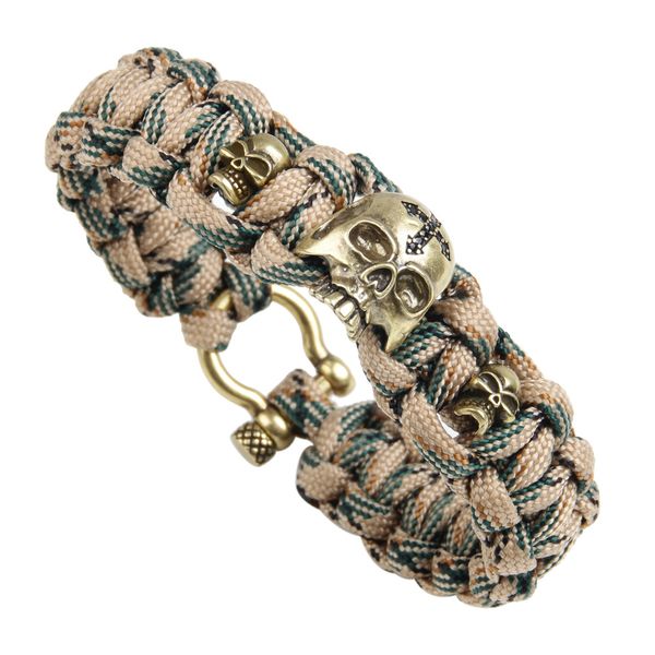 outdoor jewelry antique brass copper skull charm bracelet braided camouflage paracord bracelets for gift, Golden;silver
outdoor jewelry antique brass copper skull charm bracelet braided camouflage paracord bracelets for gift, Golden;silver