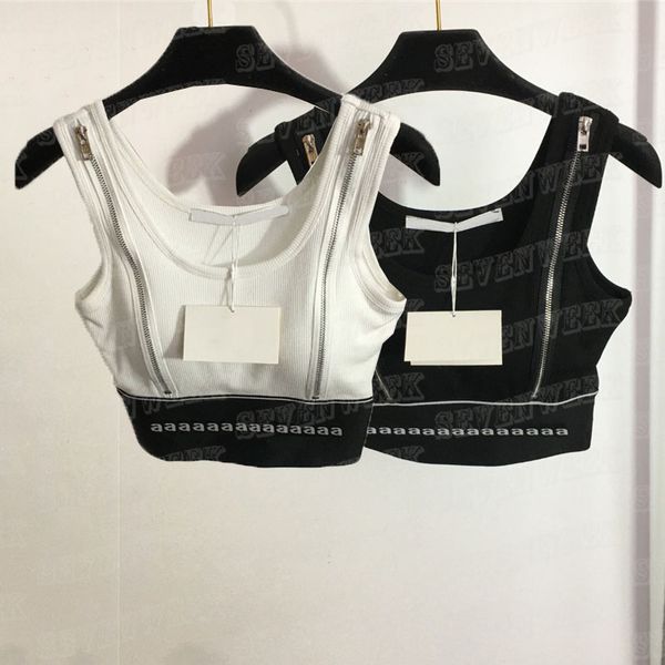 cropped knits tank t shirts for women design double zipper sports bra letter webbing yoga vest, White
cropped knits tank t shirts for women design double zipper sports bra letter webbing yoga vest, White