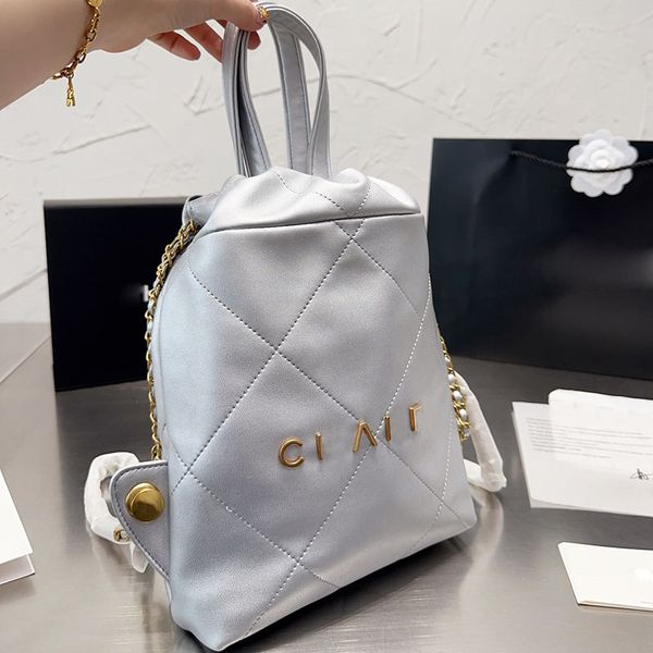 22 women designer backpack bag calfskin leather gold/silver letter metal hardware shoulder handbag large capacity matelasse chain drawstring
22 women designer backpack bag calfskin leather gold/silver letter metal hardware shoulder handbag large capacity matelasse chain drawstring