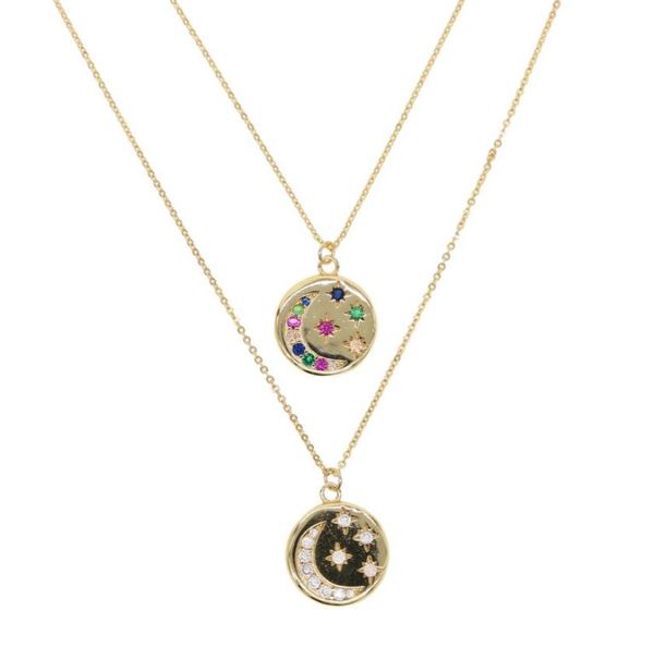 round disco coin necklace gold plated engraved white rainbow cz moon star shooting star design fashion necklaces8573260, Silver 
round disco coin necklace gold plated engraved white rainbow cz moon star shooting star design fashion necklaces8573260, Silver
