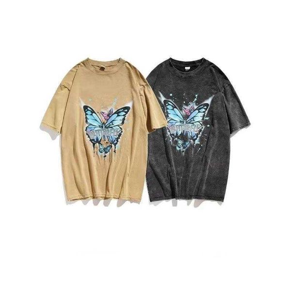 washed high street old short sleeve t-shirt men's fashion butterfly print loose casual couple top, White;black
washed high street old short sleeve t-shirt men's fashion butterfly print loose casual couple top, White;black