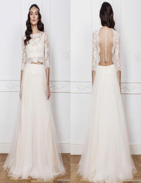 bateau neck 34 long sleeve boho wedding dresses two pieces lace crop sheer beach bridal gowns ruffled tulle vestidos de noiva2204411, White
bateau neck 34 long sleeve boho wedding dresses two pieces lace crop sheer beach bridal gowns ruffled tulle vestidos de noiva2204411, White