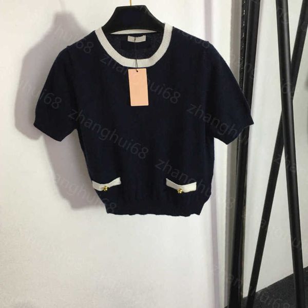 23ss womens knits womens designer clothing gold button fake pocket short sleeve cashmere sweater womens clothes a1, White
23ss womens knits womens designer clothing gold button fake pocket short sleeve cashmere sweater womens clothes a1, White