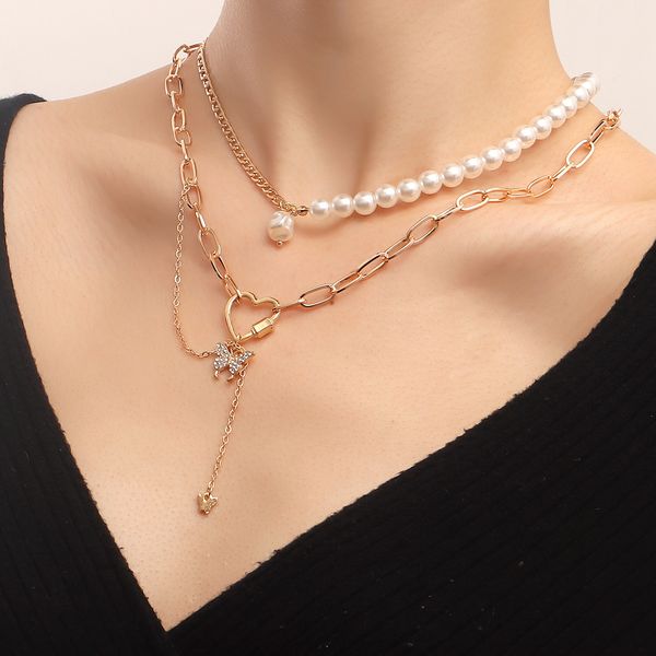 retro geometric love butterfly combination necklace elegant imitation pearl beaded chain necklace trendy designer jewelry for her multiple l, Silver
retro geometric love butterfly combination necklace elegant imitation pearl beaded chain necklace trendy designer jewelry for her multiple l, Silver
