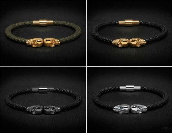 women men mens black genuine leather braided bracelet men stainless steel for women gold skull bangle for9751286
women men mens black genuine leather braided bracelet men stainless steel for women gold skull bangle for9751286