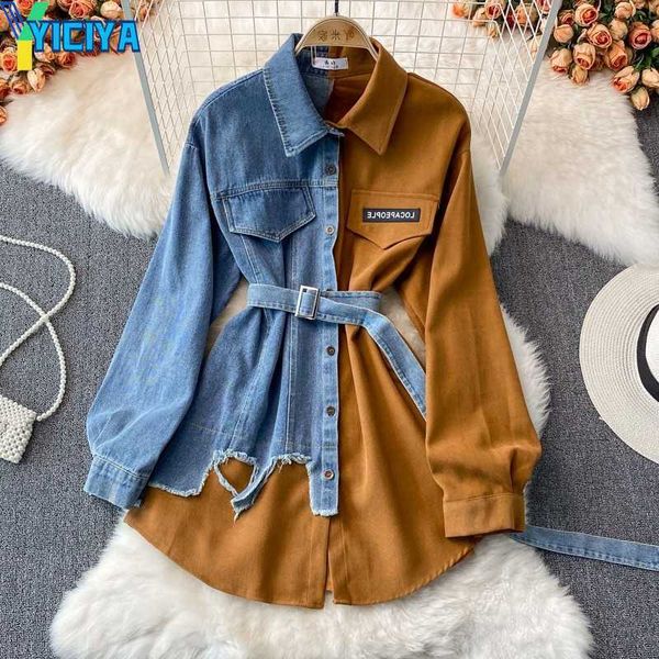 yiciya cowboy stitching lapel collar dress 2023 spring and autumn new korean style slim waist irregular mid-length shirt new arrive, Black;gray
yiciya cowboy stitching lapel collar dress 2023 spring and autumn new korean style slim waist irregular mid-length shirt new arrive, Black;gray