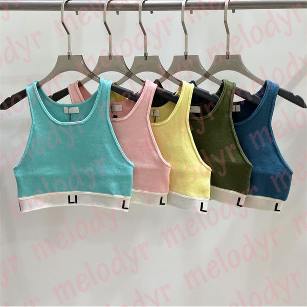 women knitted sport vest high elastic short tanks yoga clothing letter print knits crop top, White
women knitted sport vest high elastic short tanks yoga clothing letter print knits crop top, White