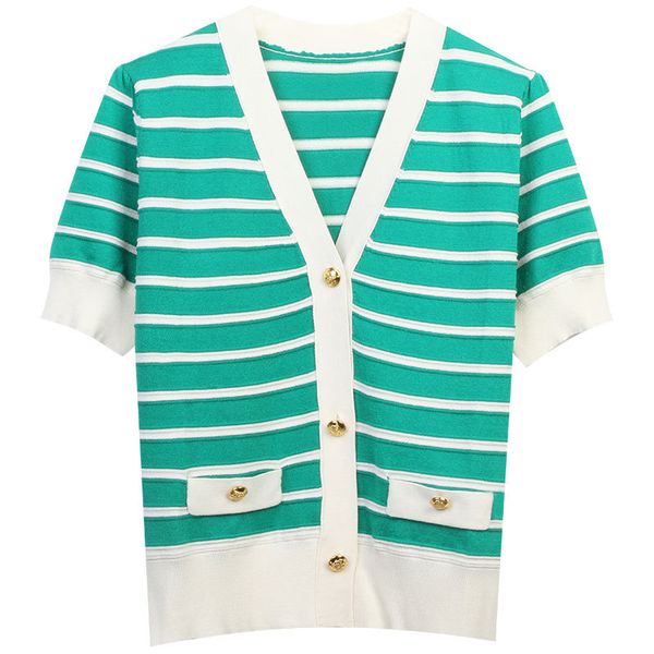 516 l 2023 summer sweaters women's pullover sweater blue red black striped v neck short sleeve brand same style women's limingmo, White;black
516 l 2023 summer sweaters women's pullover sweater blue red black striped v neck short sleeve brand same style women's limingmo, White;black