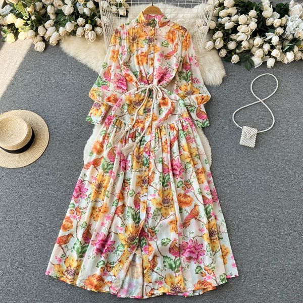 french temperament bubble sleeve floral dress women's spring and autumn new holiday style skirt pleated fairy first love long dress, Black;gray
french temperament bubble sleeve floral dress women's spring and autumn new holiday style skirt pleated fairy first love long dress, Black;gray