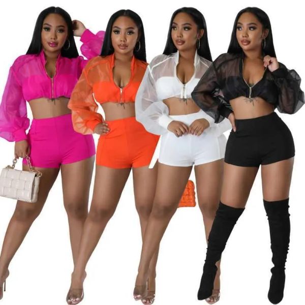 tpjb new women designers tracksuits two piece set long sleeve zipper sheer organza crop and shorts elegant outfits, Gray
tpjb new women designers tracksuits two piece set long sleeve zipper sheer organza crop and shorts elegant outfits, Gray