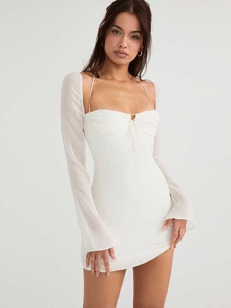 summer white chiffon halter mini dress night dates club outfits long sleeve girls cloth padded wedding party robe, Black;gray
summer white chiffon halter mini dress night dates club outfits long sleeve girls cloth padded wedding party robe, Black;gray