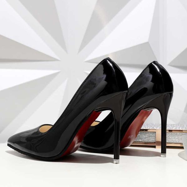 high heels autumn shallow mouth patent leather women's sho pointed bare color single thin heel profsional, Black
high heels autumn shallow mouth patent leather women's sho pointed bare color single thin heel profsional, Black