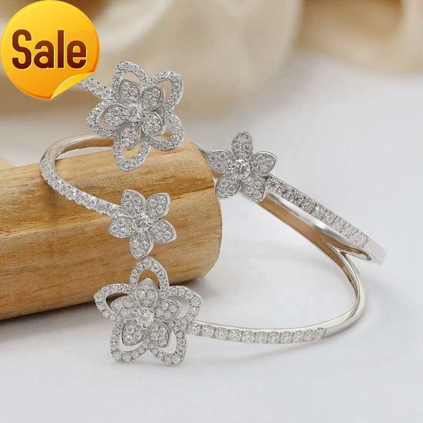 luxury bangle flower design sterling silver925 white color moissanite diamond adjustable bracelet bangle for women, Silver
luxury bangle flower design sterling silver925 white color moissanite diamond adjustable bracelet bangle for women, Silver