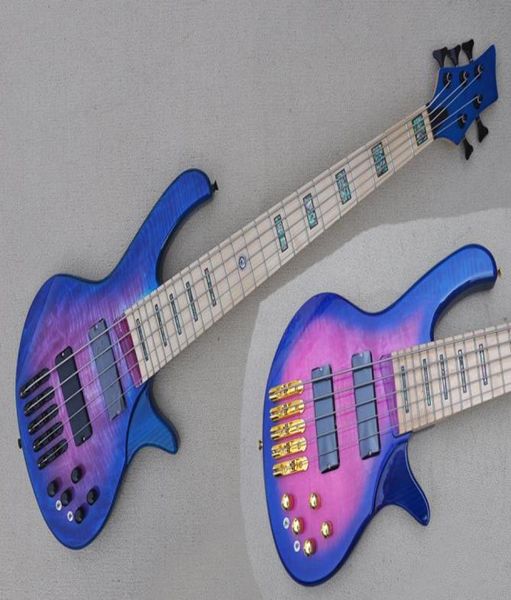 factory custom purple blue 5string electric bass guitar with flame maple veneer black gold hardwares maple fingerboard alalone fr1180555
factory custom purple blue 5string electric bass guitar with flame maple veneer black gold hardwares maple fingerboard alalone fr1180555