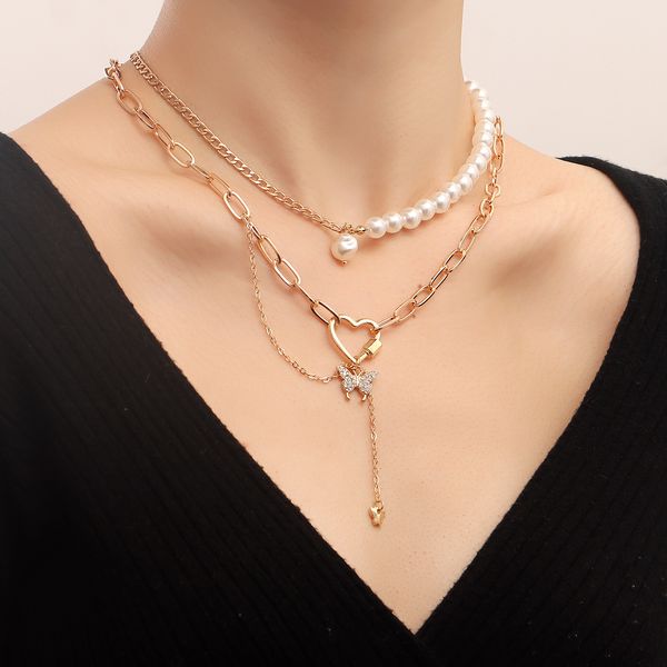 retro geometric love butterfly combination necklace elegant imitation pearl beaded chain necklace trendy designer jewelry for her multiple l, Silver
retro geometric love butterfly combination necklace elegant imitation pearl beaded chain necklace trendy designer jewelry for her multiple l, Silver
