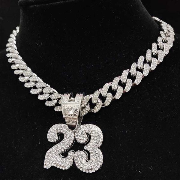 men women hip hop number 23 pendant necklace with 13mm crystal cuban chain hiphop iced out bling necklaces fashion charm jewelry, Silver
men women hip hop number 23 pendant necklace with 13mm crystal cuban chain hiphop iced out bling necklaces fashion charm jewelry, Silver
