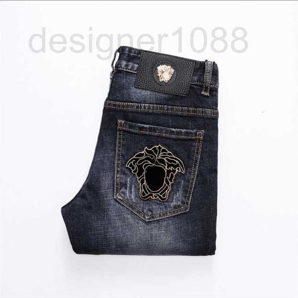 designer 23 summer jeans fashion medusa embroidered denim trousers pants mens slim slacks straight jeans wi91, Blue
designer 23 summer jeans fashion medusa embroidered denim trousers pants mens slim slacks straight jeans wi91, Blue