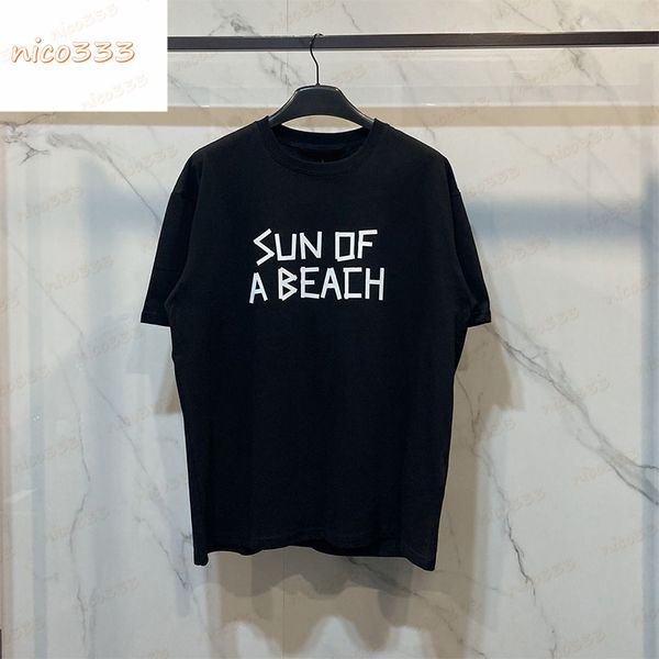 23ss new t shirt sun of a beach letter print pattern cotton round neck loose and versatile men women short sleeve, White;black
23ss new t shirt sun of a beach letter print pattern cotton round neck loose and versatile men women short sleeve, White;black