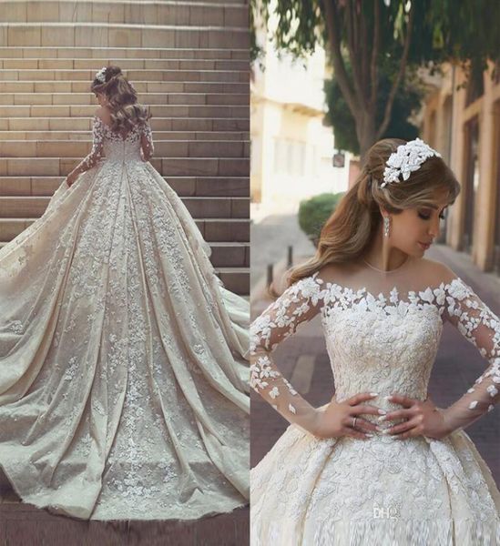 2018 new gorgeous sheer neck lace wedding dresses long train long sleeves crystals ruffles appliques tulle wedding dresses4873312, White
2018 new gorgeous sheer neck lace wedding dresses long train long sleeves crystals ruffles appliques tulle wedding dresses4873312, White