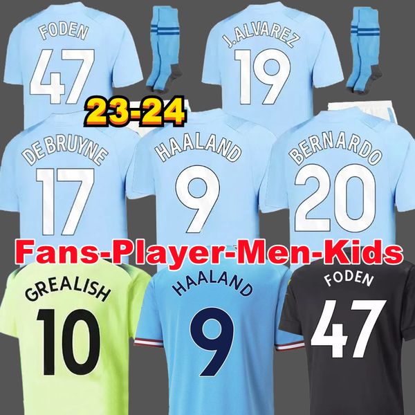 23 24 haaland soccer jersey de bruyne grealish mans cities sterling mahrez foden fans player version 2023 2024 football shirt kids kit sets, Black;yellow
23 24 haaland soccer jersey de bruyne grealish mans cities sterling mahrez foden fans player version 2023 2024 football shirt kids kit sets, Black;yellow