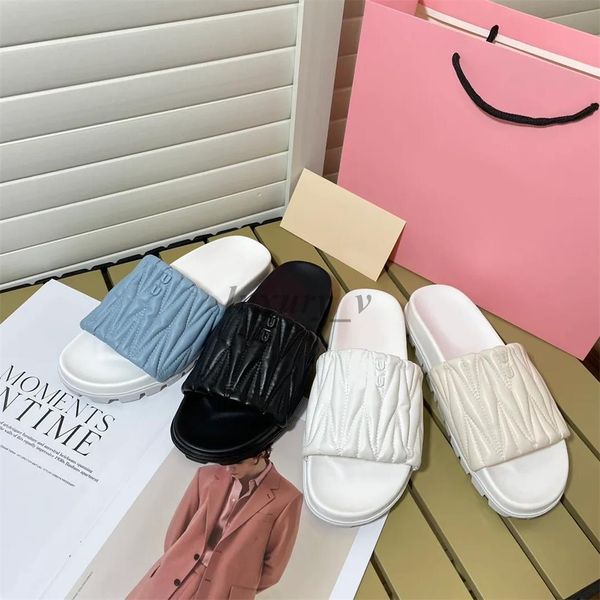 designer wrinkle slippers candy color women sandals classic summer leisure flip flops fashion miu mules leather beach slides, Black
designer wrinkle slippers candy color women sandals classic summer leisure flip flops fashion miu mules leather beach slides, Black