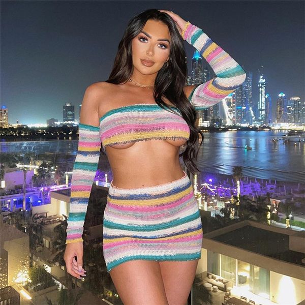 stylish summer women's two piece dress new fashion knitted contrast color wipe chest high fanny pack buttock slim short skirt suit, White
stylish summer women's two piece dress new fashion knitted contrast color wipe chest high fanny pack buttock slim short skirt suit, White