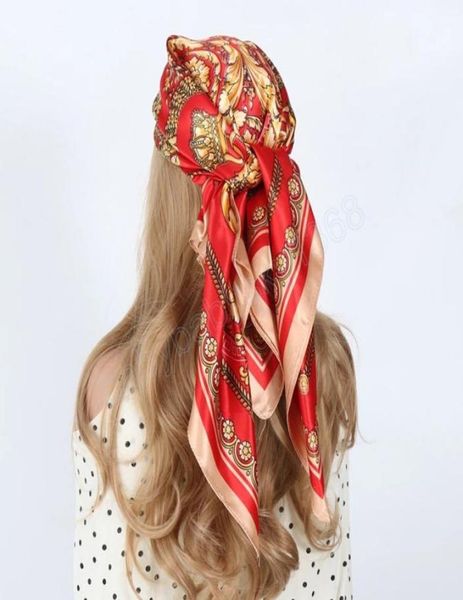 90x90cm hair scarf women summer fashion designer black gold flowers foulard satin shawl kerchief silk scarfs neck headscarf4915704, Red;brown
90x90cm hair scarf women summer fashion designer black gold flowers foulard satin shawl kerchief silk scarfs neck headscarf4915704, Red;brown