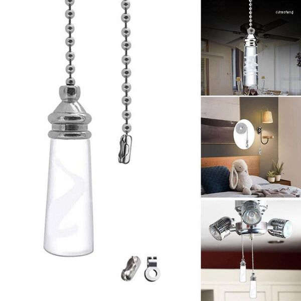 Image of Smart Home Control Bathroom Ceiling Light Switch Pull Cord String Crystal Handle 1pc Chain With Baseball Decor Shape Connector Metal M1L5