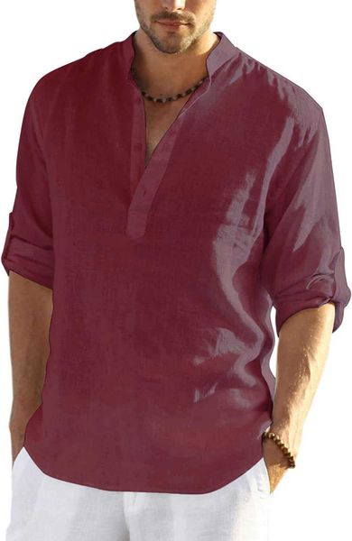 coofandy men's cotton hemp henley shirt long sleeve hippie casual beach t-shirt s36z p9jy, White;black
coofandy men's cotton hemp henley shirt long sleeve hippie casual beach t-shirt s36z p9jy, White;black