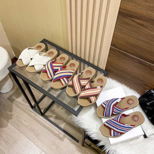 designer flat slippers woody slides logo mule crisscross knit strap slide women logo sandals cotton crochet flats platform cork heel slider, Black
designer flat slippers woody slides logo mule crisscross knit strap slide women logo sandals cotton crochet flats platform cork heel slider, Black