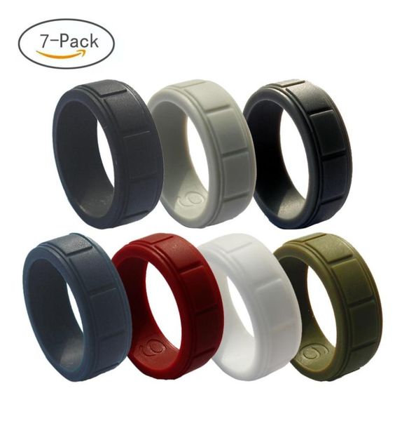 7pcs new style 8mm wide 7 colors pack mens silicone ring sports ring singles silicone rubber wedding bands step edge sleek desig9877065, Silver
7pcs new style 8mm wide 7 colors pack mens silicone ring sports ring singles silicone rubber wedding bands step edge sleek desig9877065, Silver