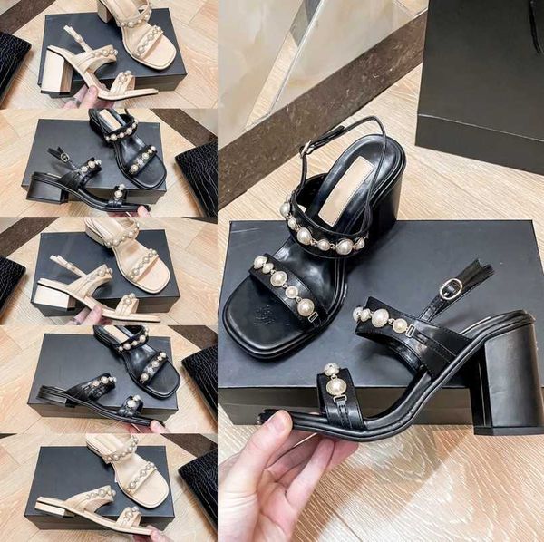 pearl embellished strap slingbacks designer sandal womens lady interlocking c slippers leather slides 2.5cm 5cm 9cm flat mid high block heel, Black
pearl embellished strap slingbacks designer sandal womens lady interlocking c slippers leather slides 2.5cm 5cm 9cm flat mid high block heel, Black