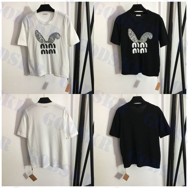 sequin diamond t shirt letter logo short sleeve for women fashion knitted tees womens clothing two colors, White
sequin diamond t shirt letter logo short sleeve for women fashion knitted tees womens clothing two colors, White