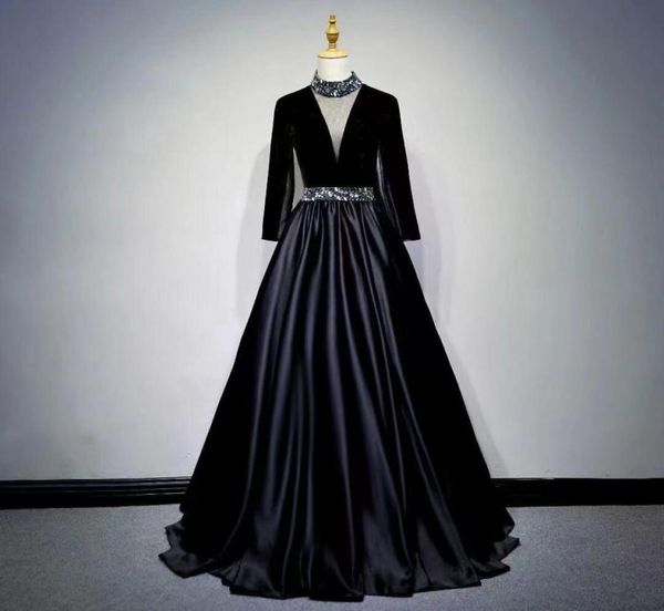 2022 aline prom dresses long sleeves satintulle floor length halter with crystals zipper back evening dressl custom made formal e7144140, Black
2022 aline prom dresses long sleeves satintulle floor length halter with crystals zipper back evening dressl custom made formal e7144140, Black