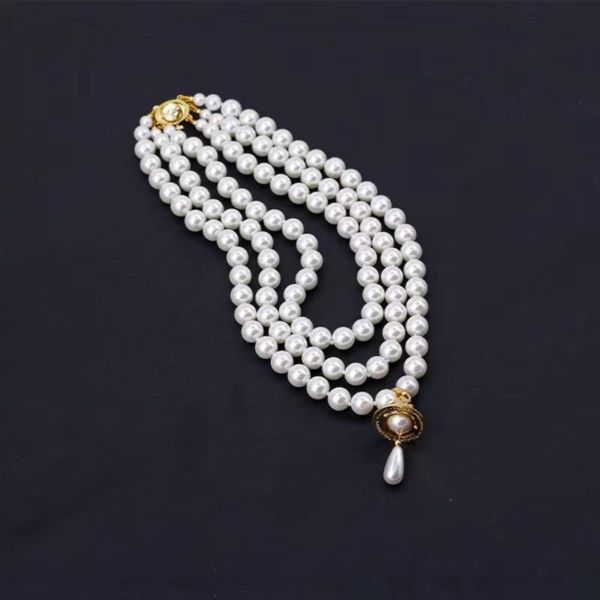 three layers luxury designer pearl necklace wedding party 18k gold plated platinum water drop pendant necklaces designer jewelry accessories, Silver
three layers luxury designer pearl necklace wedding party 18k gold plated platinum water drop pendant necklaces designer jewelry accessories, Silver