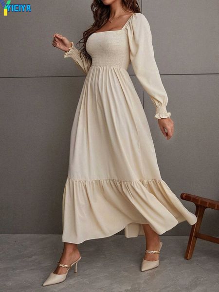 yiciya womens casual dress fall long puff sleeve square neck smocked a line flowy ruffle party maxi dresses, Black;gray
yiciya womens casual dress fall long puff sleeve square neck smocked a line flowy ruffle party maxi dresses, Black;gray