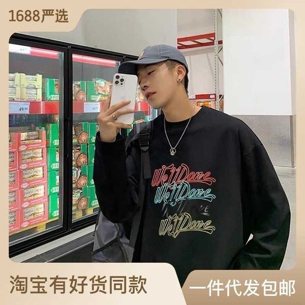 correct version of lanbos we11done painted letters long sleeved t-shirt for men's trend welldone couple high street width, Black;white
correct version of lanbos we11done painted letters long sleeved t-shirt for men's trend welldone couple high street width, Black;white
