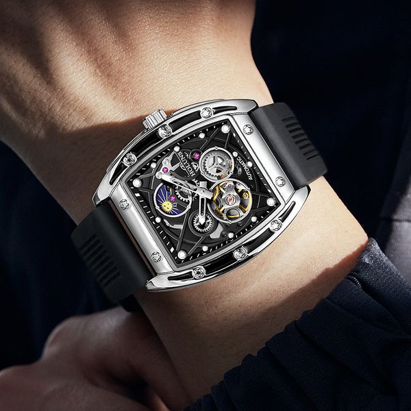 holuns new luxury men's skeleton design watch fully automatic mechanical stainless steel strap, Slivery;brown
holuns new luxury men's skeleton design watch fully automatic mechanical stainless steel strap, Slivery;brown