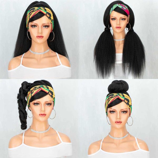 women yaki straight headband wigs for women glueless natural black kinky straight headbands synthetic wigs for daily party afro wig 230524, Black;brown
women yaki straight headband wigs for women glueless natural black kinky straight headbands synthetic wigs for daily party afro wig 230524, Black;brown