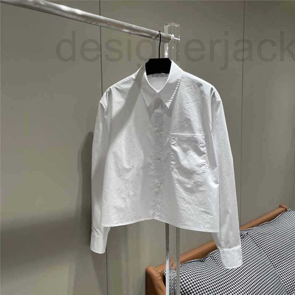 women's blouses & shirts designer 2023 spring/summer new high set pocket triumphal arch embroidery pearl shell button short solid color, White
women's blouses & shirts designer 2023 spring/summer new high set pocket triumphal arch embroidery pearl shell button short solid color, White