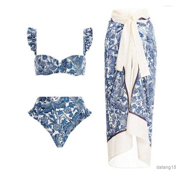 women's swimwear designer 2023 women blue-and-white porcelain print bikini set skirt cover up lace swimsuit beachwear biquini 3yoy, White;black
women's swimwear designer 2023 women blue-and-white porcelain print bikini set skirt cover up lace swimsuit beachwear biquini 3yoy, White;black