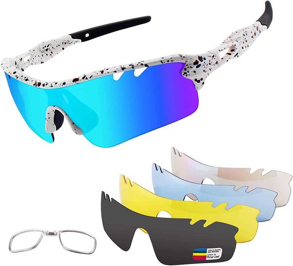 polarized sports sunglasses cycling sun glasses for men women with 5 interchangeable lenes for running baseball golf driving, White;black
polarized sports sunglasses cycling sun glasses for men women with 5 interchangeable lenes for running baseball golf driving, White;black