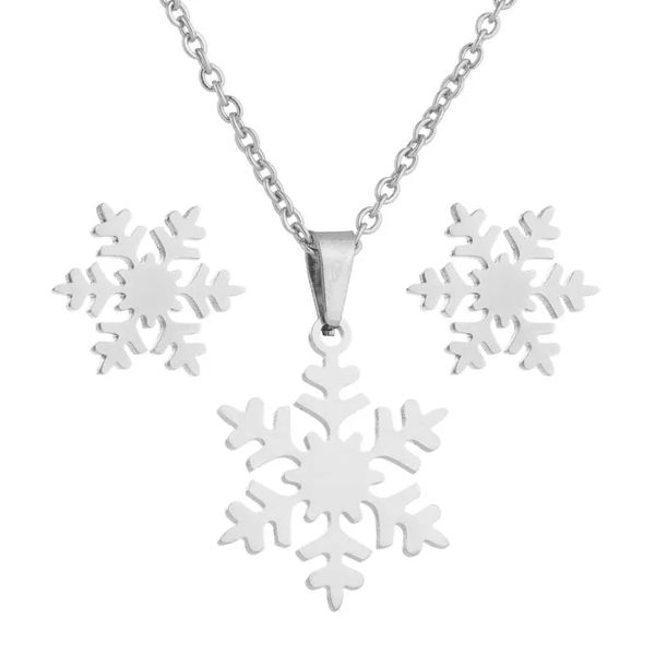 design pendant necklace snowflake necklace earstuds three piece set for girls simple and small christmas gift simple, Silver
design pendant necklace snowflake necklace earstuds three piece set for girls simple and small christmas gift simple, Silver
