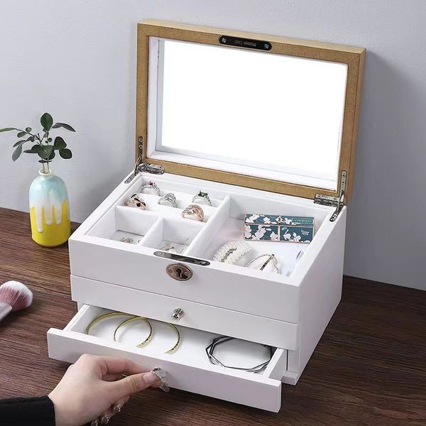 jewelry box with lock, anti-theft, high-end watch, jewelry storage box, light luxury, large capacity, household, simple, multifunctional, an, Black;white
jewelry box with lock, anti-theft, high-end watch, jewelry storage box, light luxury, large capacity, household, simple, multifunctional, an, Black;white
