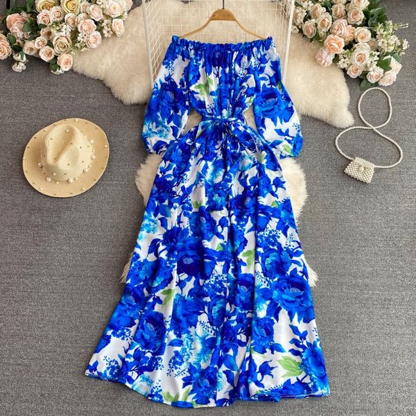 a-line dress with a slim waist print and an elegant temperament long skirt beach resort dress, Black;gray
a-line dress with a slim waist print and an elegant temperament long skirt beach resort dress, Black;gray