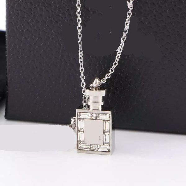 luxury perfume bottle pendant necklace white diamonds titanium steel jewelry wholesale, Silver
luxury perfume bottle pendant necklace white diamonds titanium steel jewelry wholesale, Silver