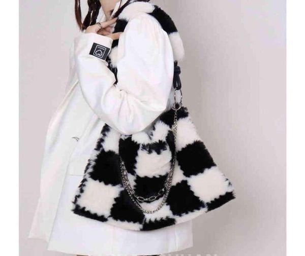 checkerboard design women soft plush shoulder bag fashion ladies faux fur chain handbags large capacity female furry tote bags4521911
checkerboard design women soft plush shoulder bag fashion ladies faux fur chain handbags large capacity female furry tote bags4521911